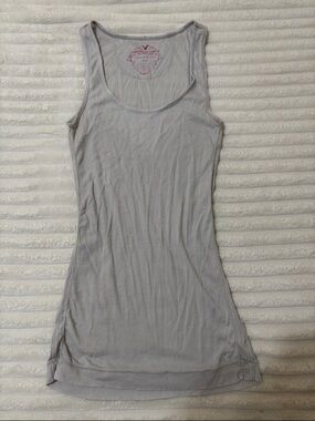 American Eagle Outfitters Light Gray Ribbed Scoop Tank